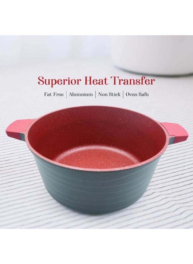 HausRoland Casserole 12L Red Granite Nonstick Cookware with Lids Die-Cast Aluminum Induction & Oven Safe PFOA/PTFE-Free Kitchen Utensil Durable Scratch-safe Pots Pans for Cooking (Sauce Pot 12L) - Image 3